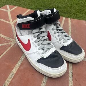 Nike Court Borough Mid 2 Sneakers Shoes Boys High-Top White Black Red CD7782-110